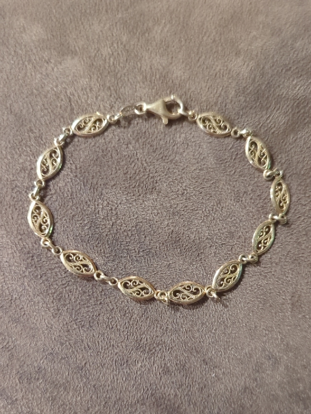 Vintage Milor Vermeil Gold Filigree Link Bracelet Marked .925